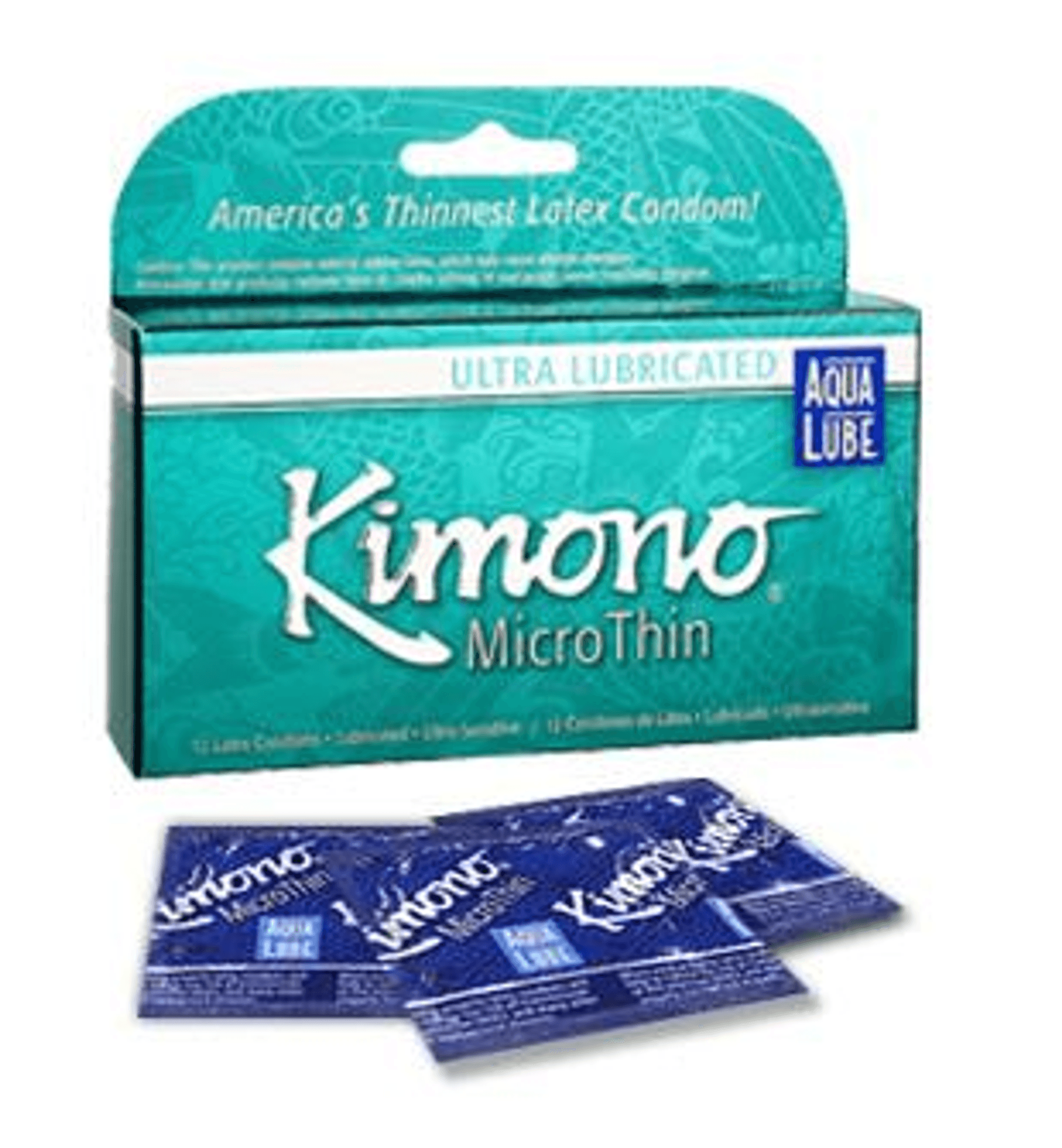 Kimono Microthin Condoms with Aqua Lube 12 Pack