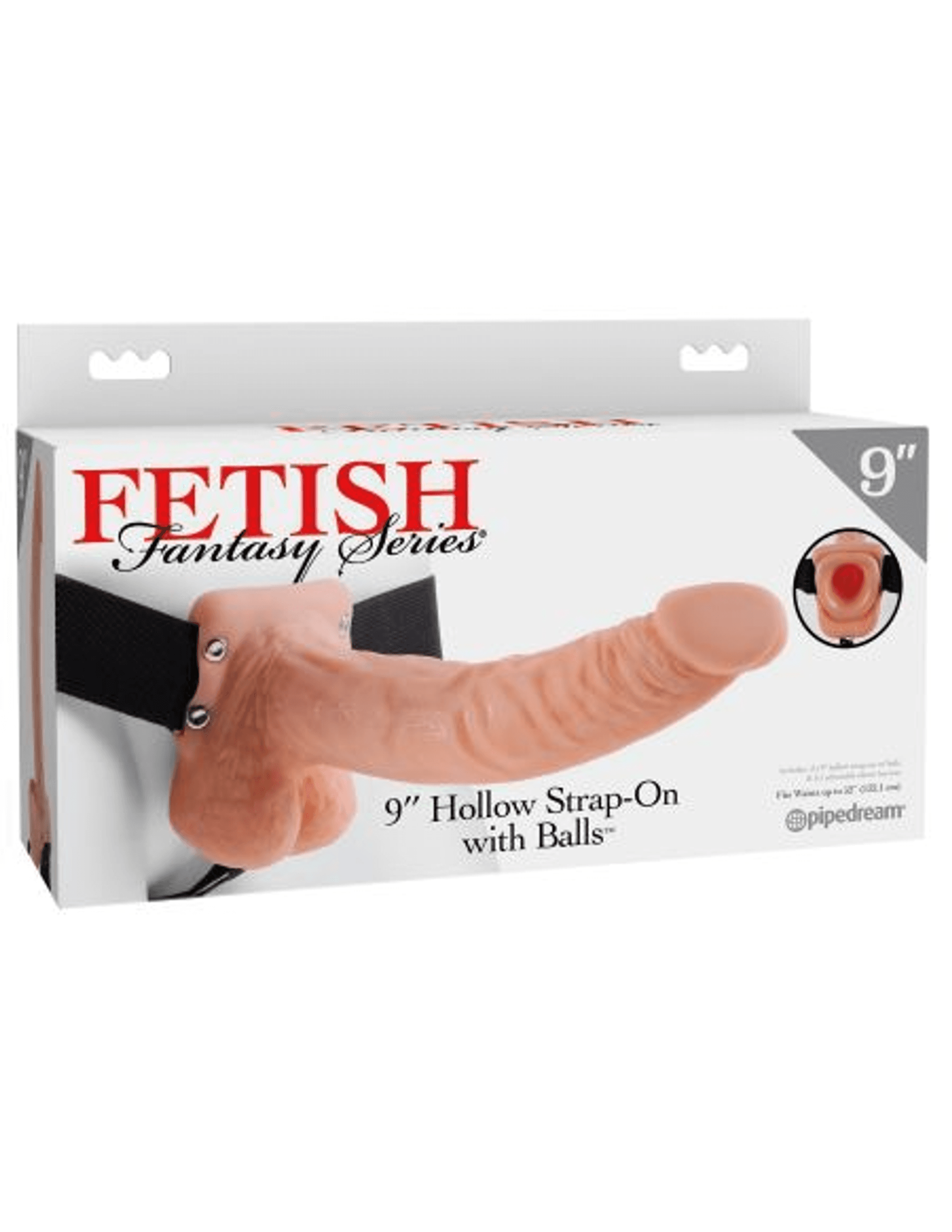 Hollow 9-Inch Strap-On with Balls (Flesh)