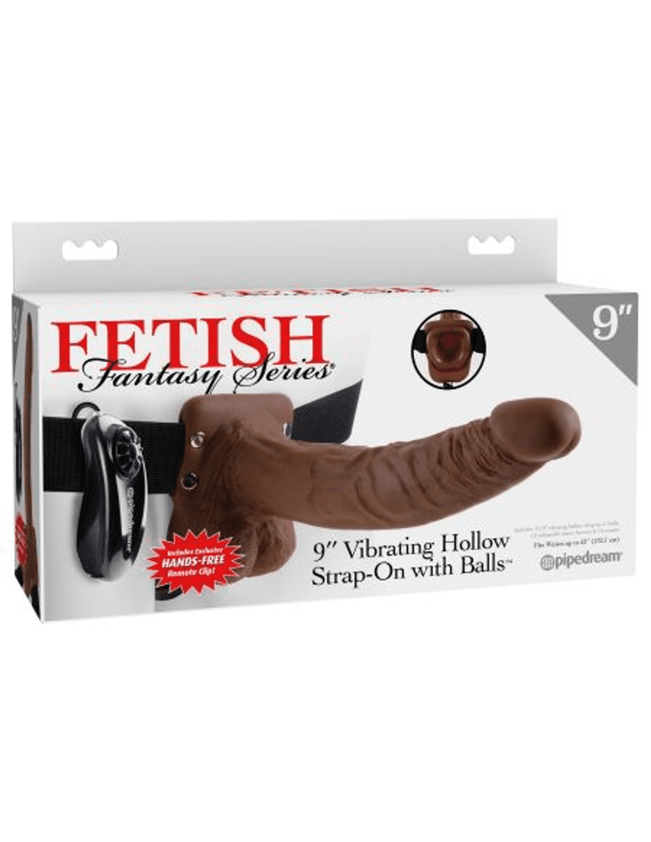 Fetish Fantasy 9In Vibrating Hollow Strap-On With Balls Brown | Hollow Strap-On By Pipedream