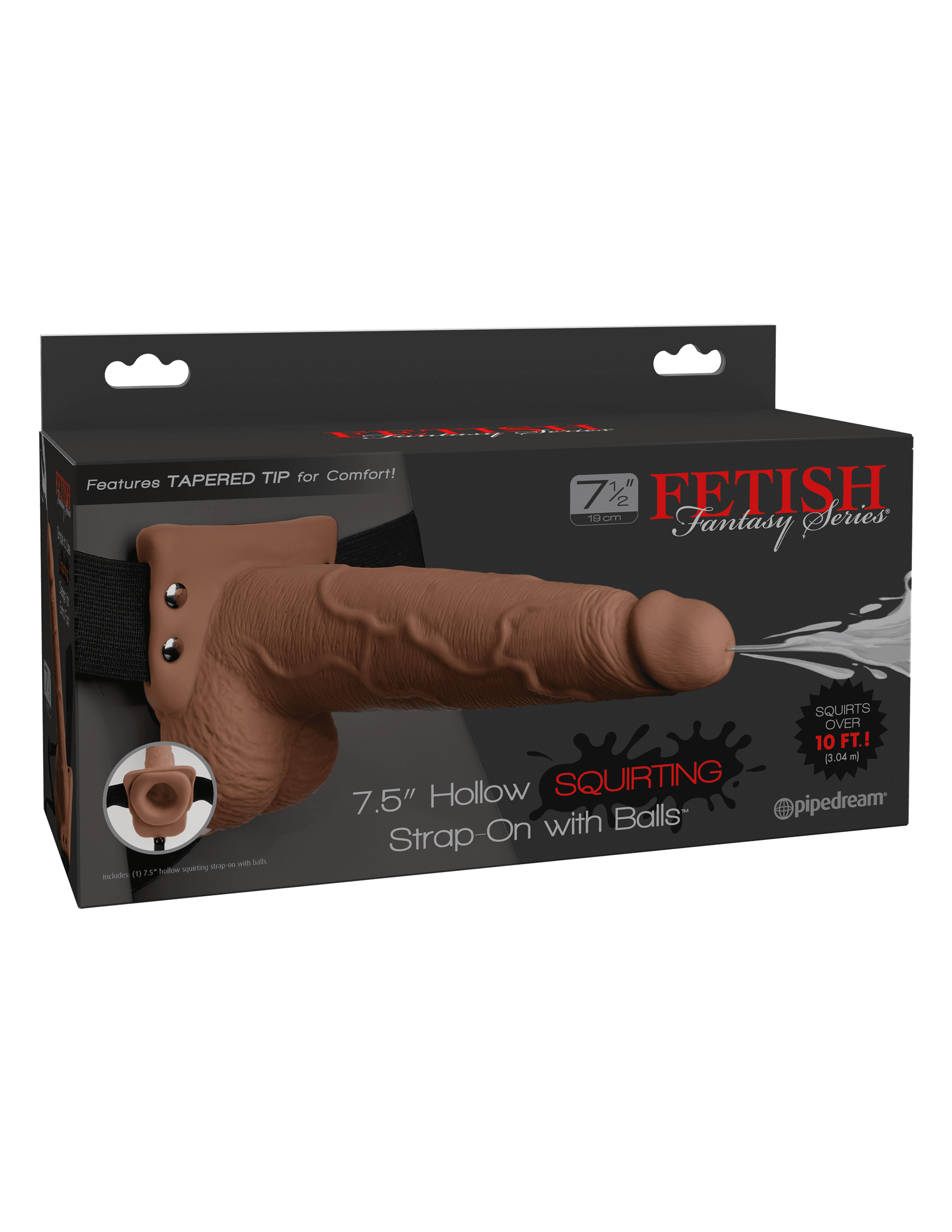 Fetish Fantasy 7.5in Hollow Squirting Strap-On w/ Balls Tan – Squirting Hollow Strap-On