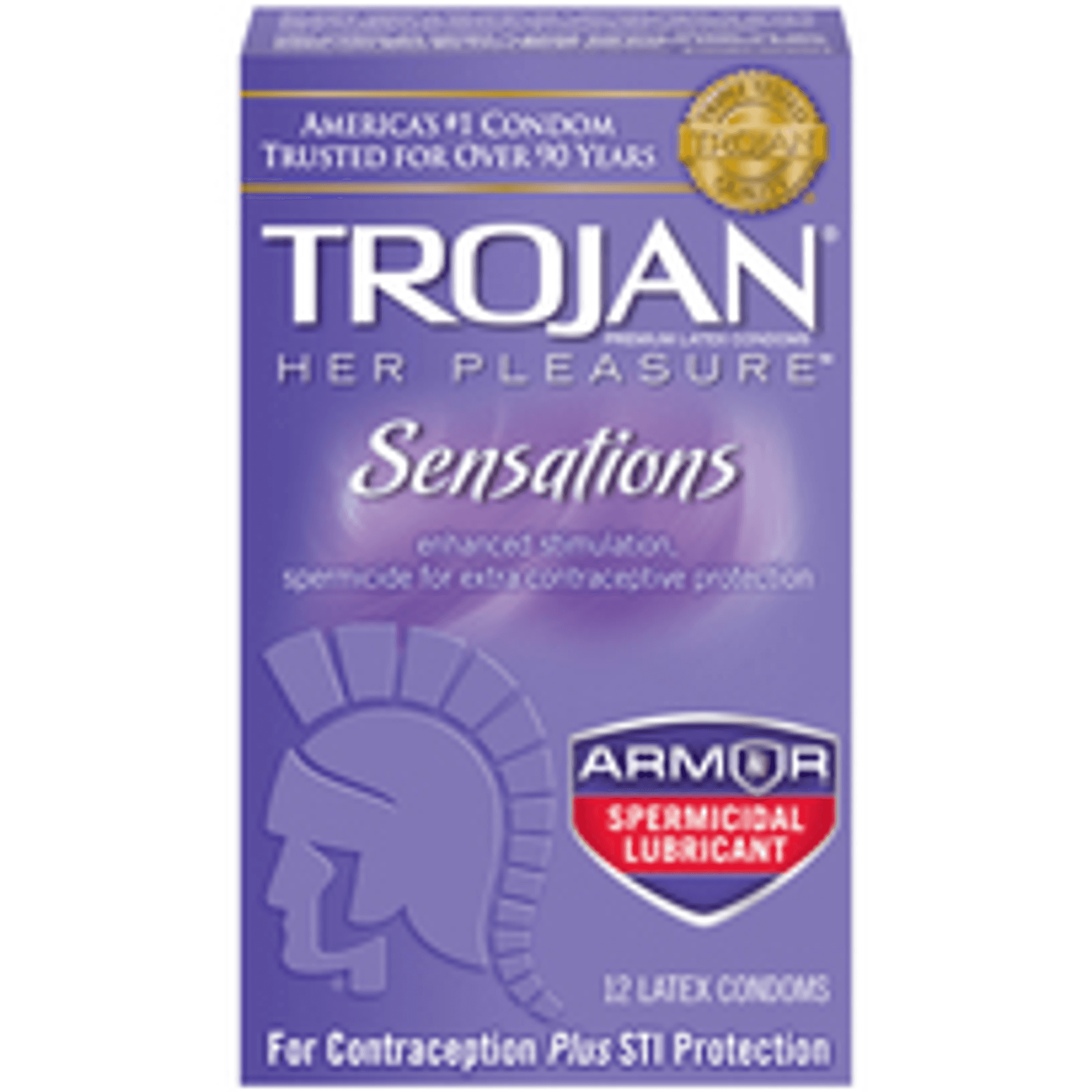 Trojan Her Pleasure Sensations Armor Spermicidal Condoms 12-Pack