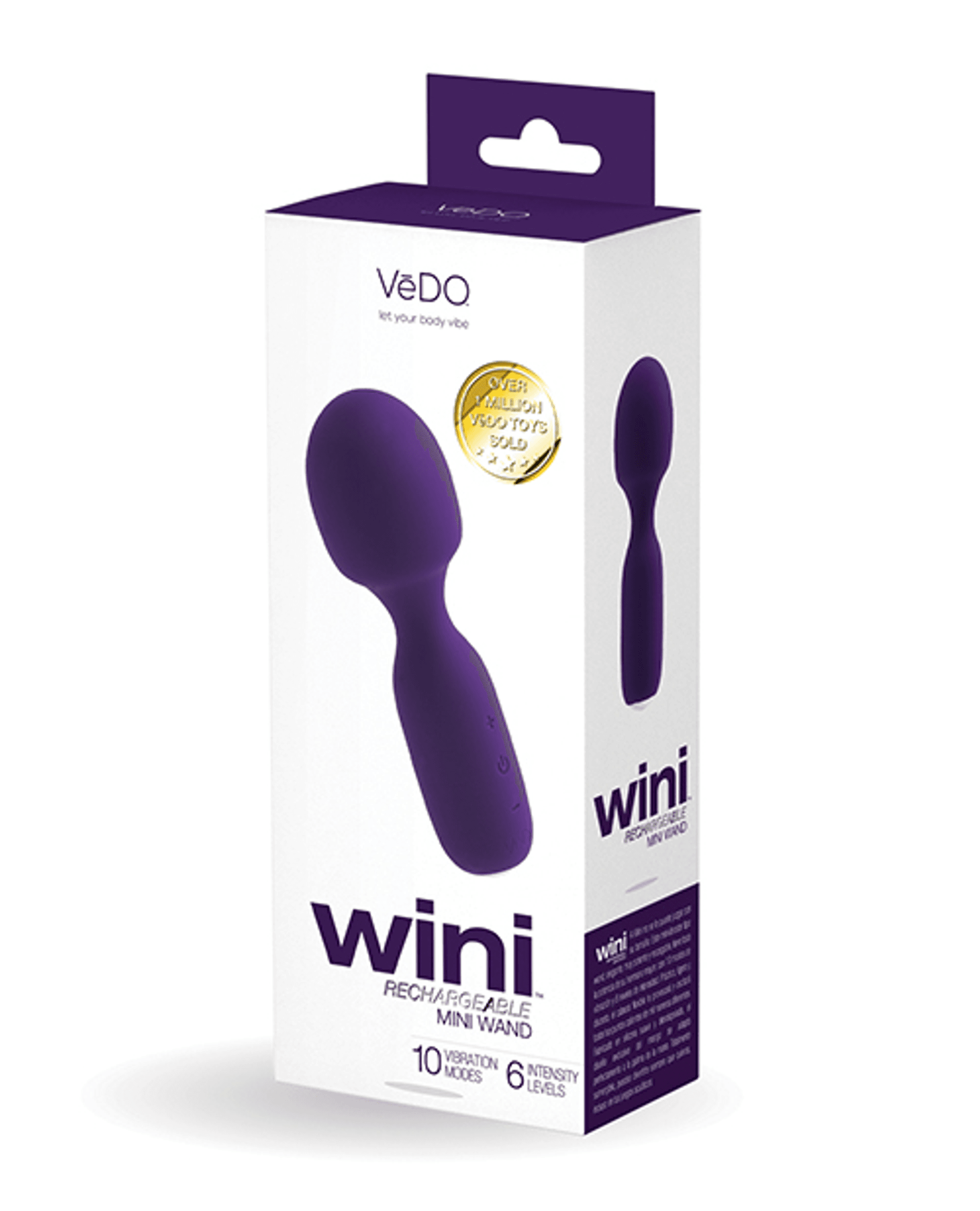 Vedo Wini Rechargeable Mini Wand – Deep Purple Pocket Massager
