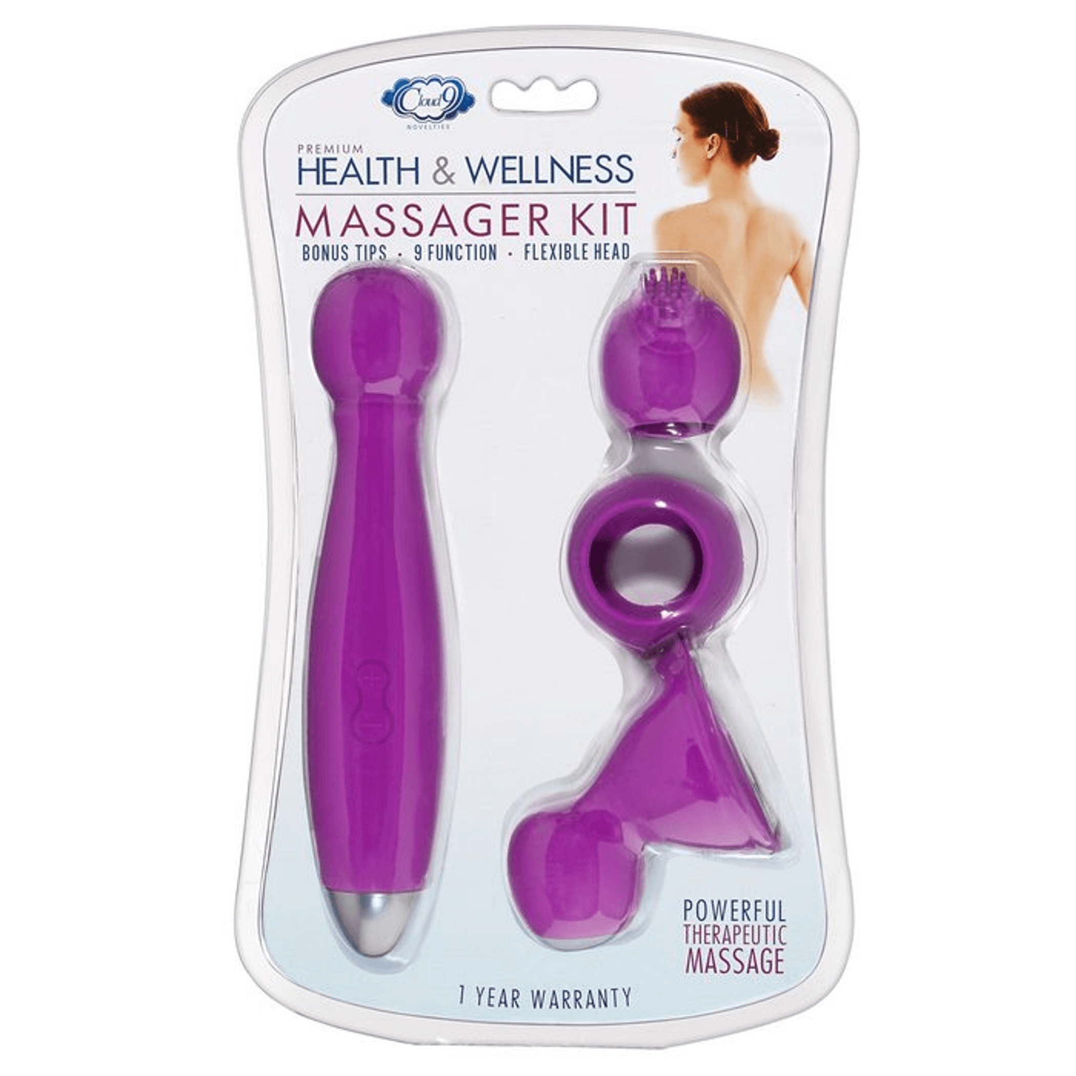 9-Function Flexible Head Wellness Wand Kit in Purple
