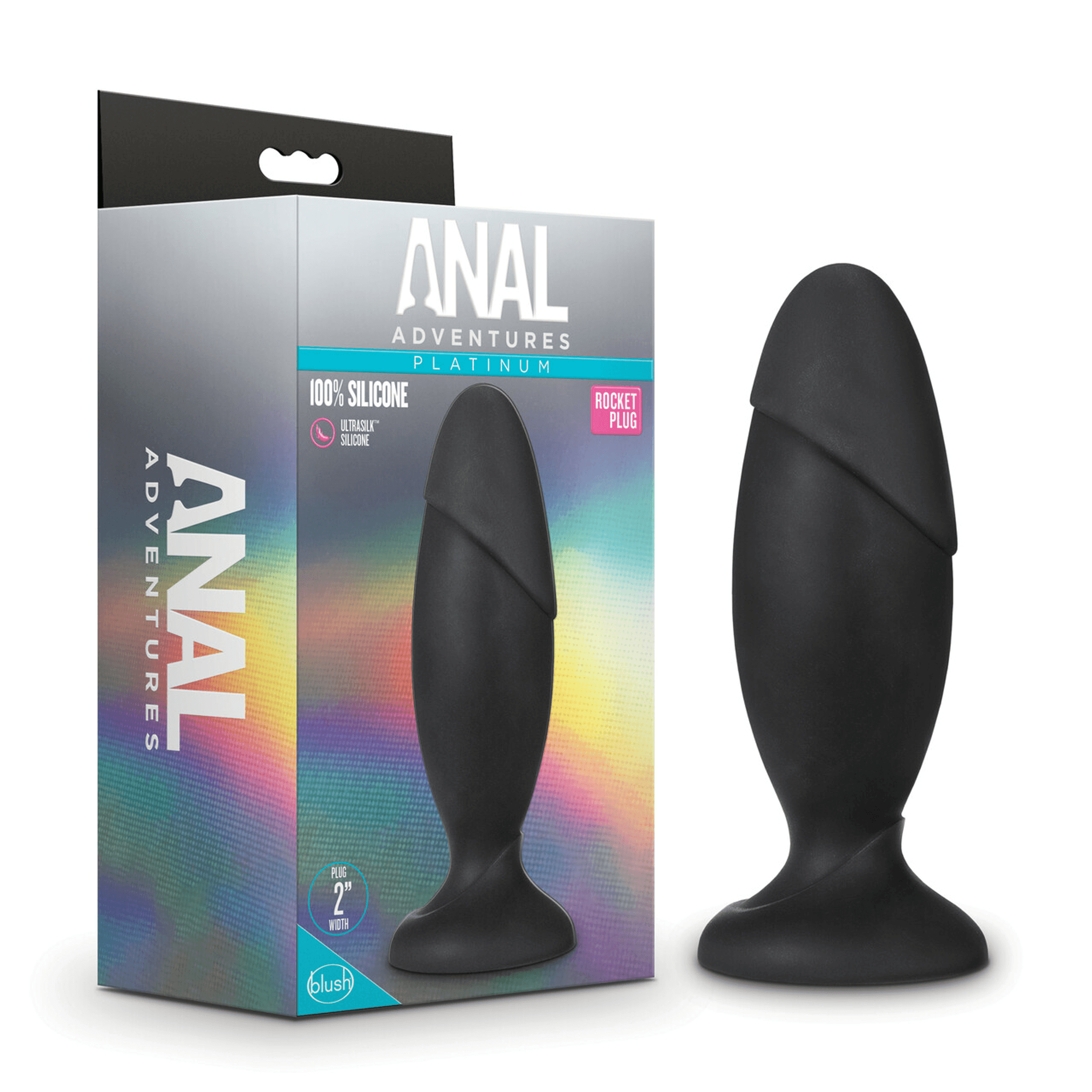 Platinum Silicone Rocket Anal Plug in Black