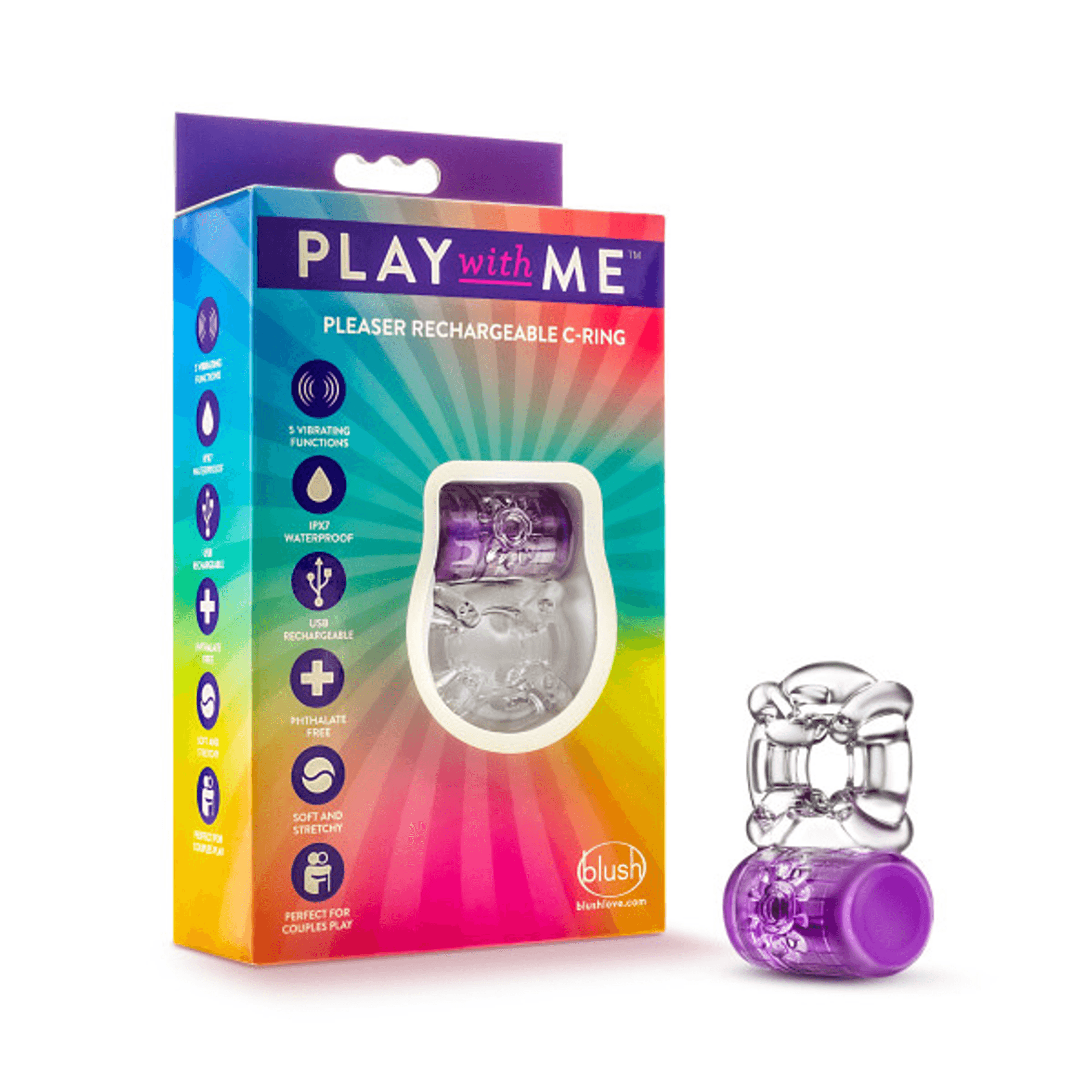 Play With Me Pleaser C-Ring Purple Rechargeable | Blush