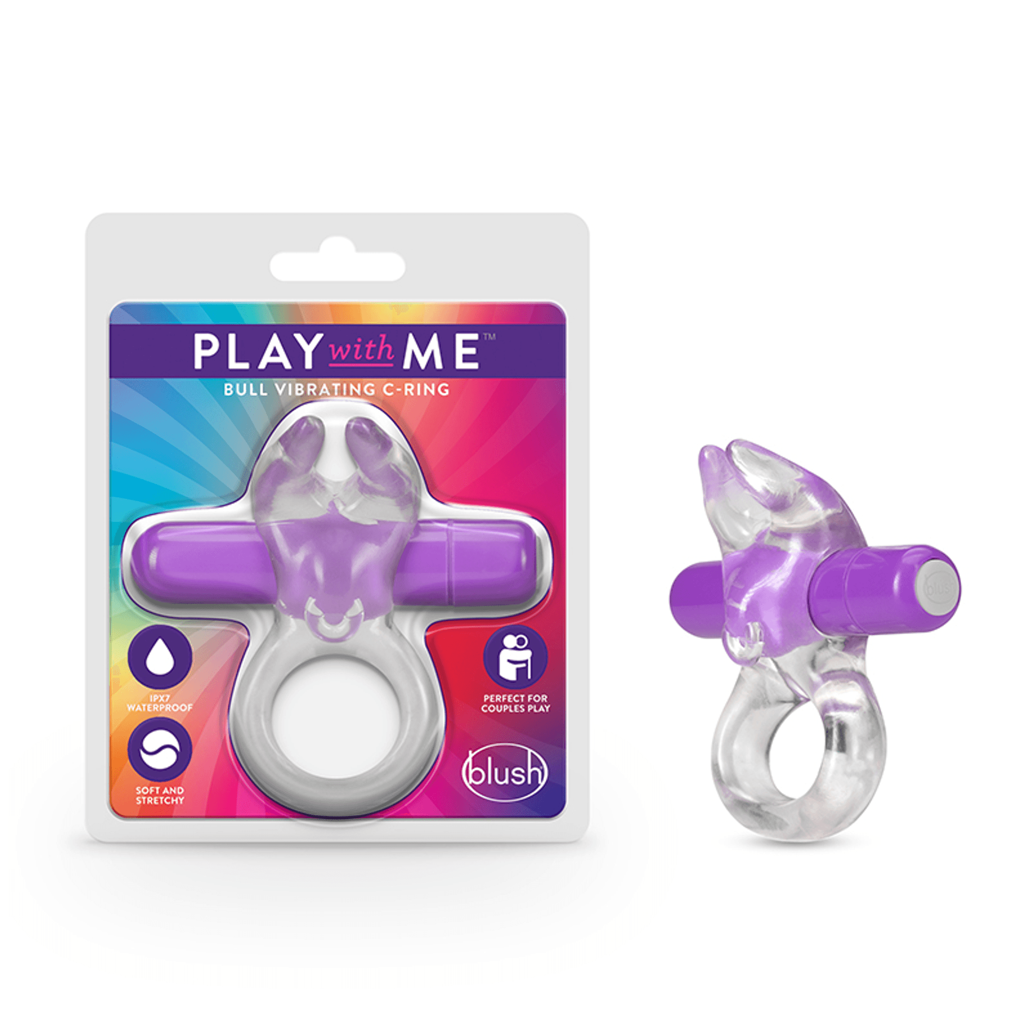 Play With Me Bull Vibrating C-Ring Purple – Couples' Cock Ring