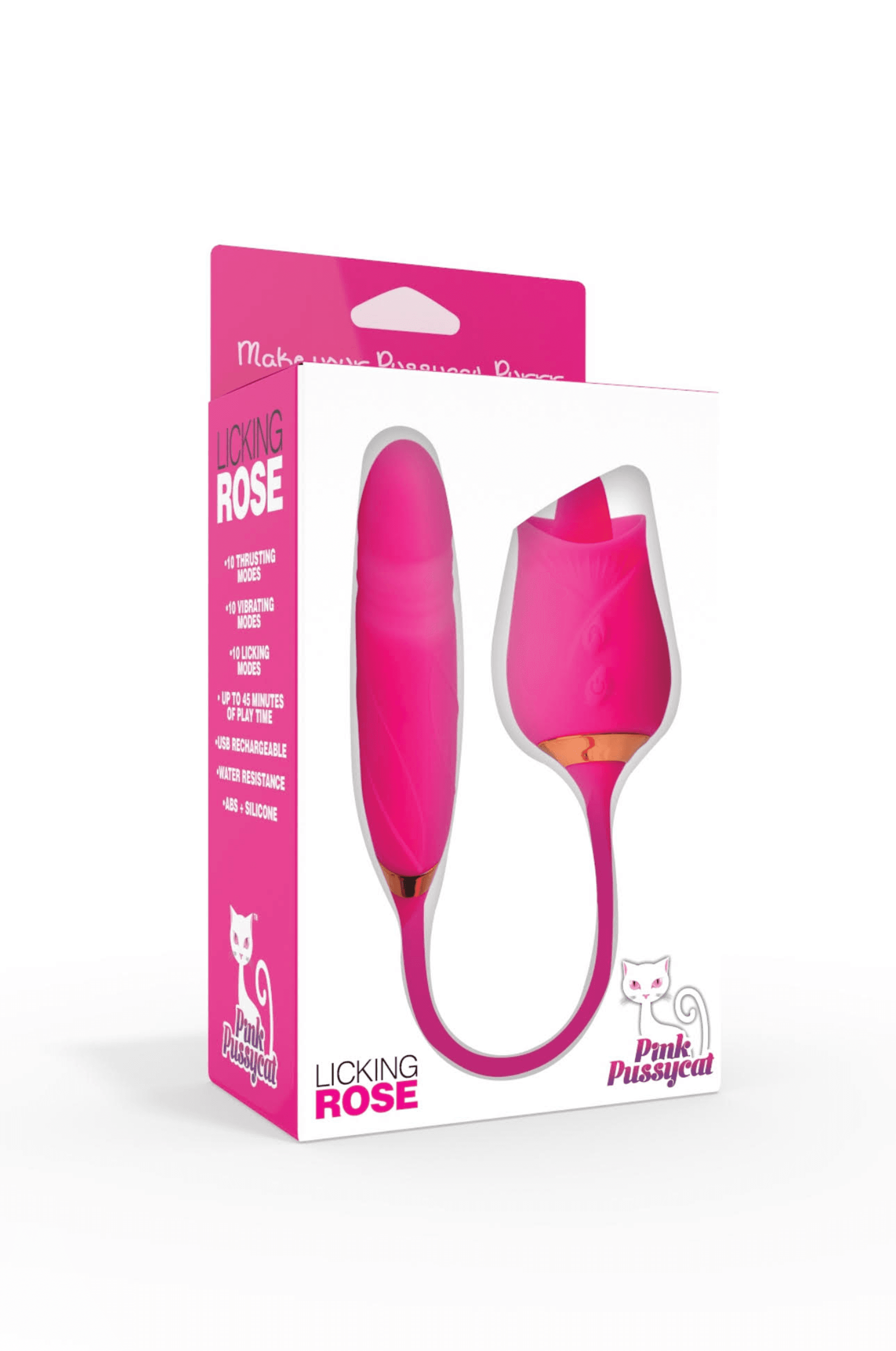 Pink Pussycat Licking Rose | Flicking Vibrator