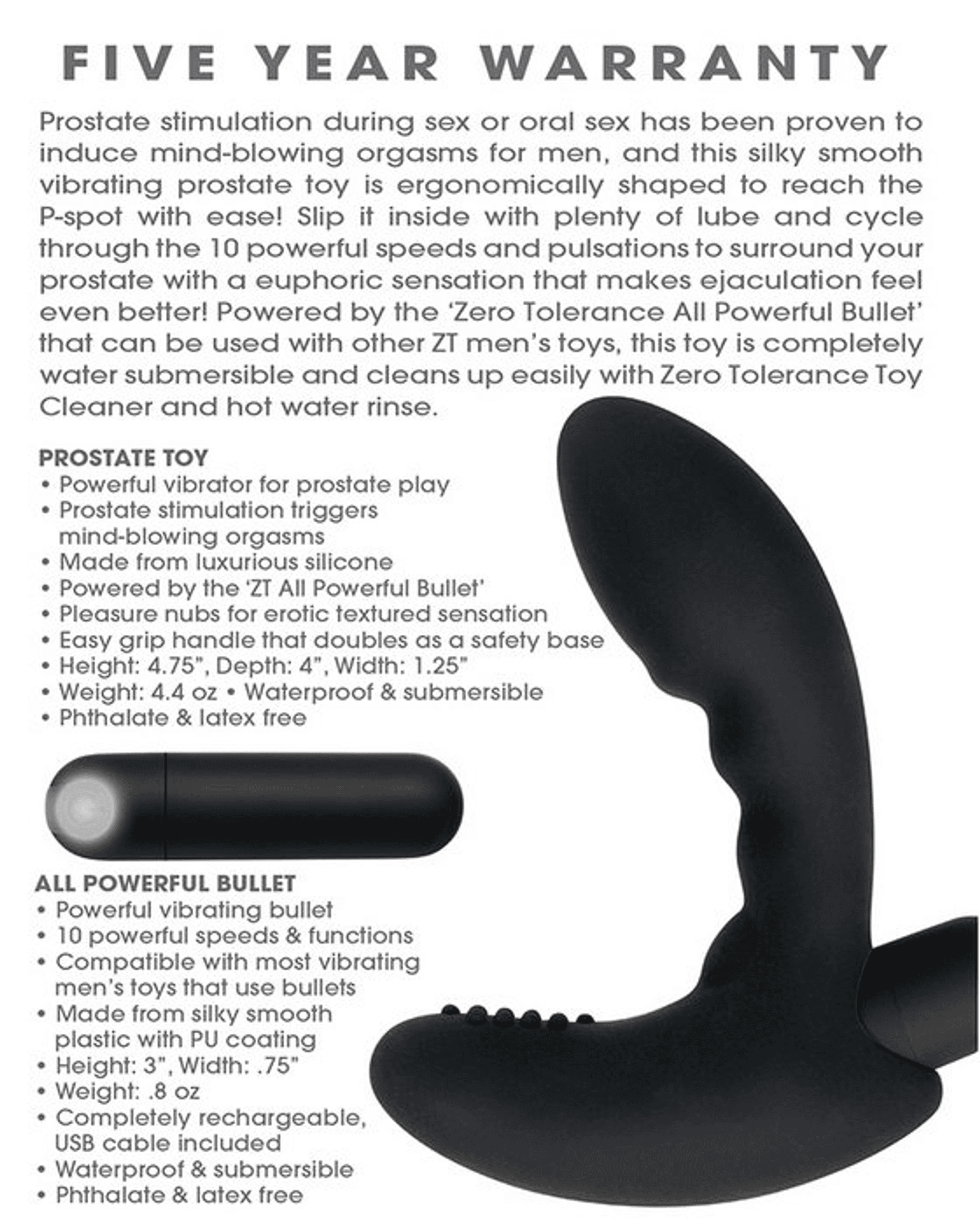 Zero Tolerance Eternal P-Spot Prostate Massager Black
