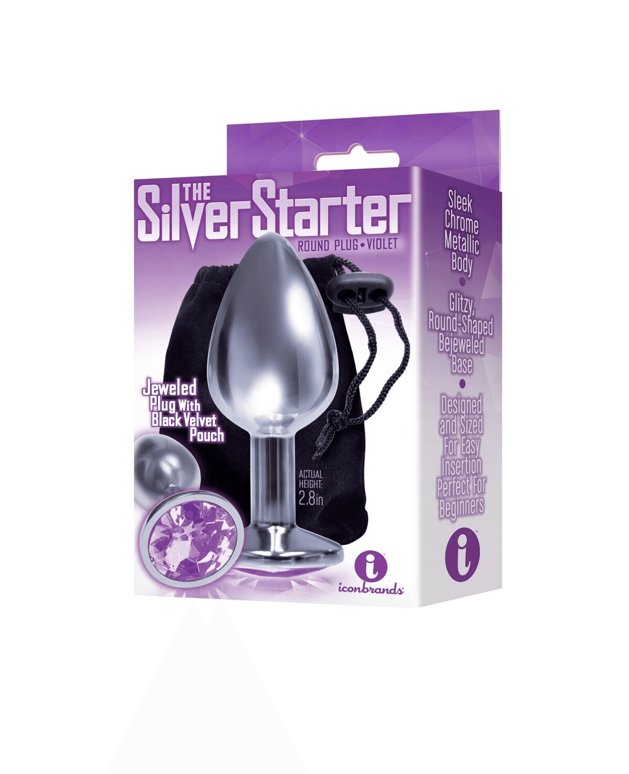 9's Silver Starter Bejeweled Steel Plug Violet – Jeweled Steel Starter Plug
